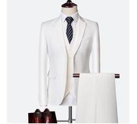 (Veste+Pantalon+Gilet+Chemises) Costume Homme - Mariage Business - Fit Grande VêTements Masculin - XH542P - Blanc M