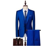 (Veste+Pantalon+Gilet+Chemises) Costume Homme - Mariage Business - Fit Grande VêTements Masculin - XH573P5 - Bleu XXXXL