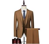 (Veste+Pantalon+Gilet+Chemises) Costume Homme - Mariage Business - Fit Grande VêTements Masculin - XHM406P13 - Marron XL