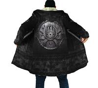 Veste parka chaude d'hiver pour homme Manteau Viking médiéval vintage 3D armure Doublure épaisse en laine d'agneau Veste à capuche coupe-vent mi-longue (Color : Bear Paw Armor, Size : XXL)