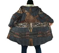 Veste parka chaude d'hiver pour homme Manteau Viking médiéval vintage 3D armure Doublure épaisse en laine d'agneau Veste à capuche coupe-vent mi-longue (Color : Celtic Knot Armor 067, Size : 4XL)