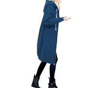Veste pelucheuse pour femme en polaire chaude avec fermeture éclair - Manteau long - Vêtement d'extérieur en peluche pour l'extérieur - Cadeaux de Noël, bleu, 4XL