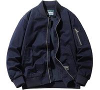 Veste Pilote pour Hommes Veste D’Automne pour Hommes Veste D’Automne De Couleur Unie pour Hommes Veste De Vol Décontractée pour Hommes Veste Universitaire Zippée S, C-Dark Blue, L