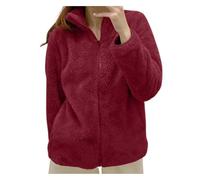 Veste Pilou Caban Femme Hiver Vin Laine Cintré Veste Longue D'intérieur sans Capuche Blousons Manteau Femme Zippée Polaire Vin 3XL