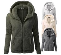 veste pilou pilou femme à capuche thermal manteau hiver chaud polaire avec fermeture Éclair Intégrale manteaux d'hiver grande taille avec poches haut thermique manche longue uni (Army Green, M)