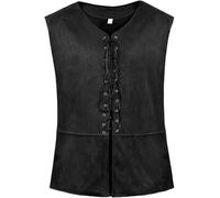 Veste Pirate Steampunk Gilet sans Manche Costume Medievale Renaissance Vintage Deguisement Adulte Remme Halloween Noir M