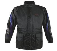 Veste Pluie Nylon 100% Etanche Capuche Reflechissant Moto Motard Sport bleu L