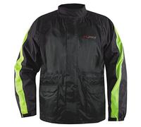 Veste Pluie Nylon 100% Etanche Capuche Reflechissant Moto Motard Sport Fluo XL