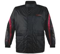 Veste Pluie Nylon 100% Etanche Capuche Reflechissant Moto Motard Sport Rouge L