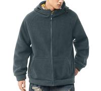 Veste Polaire à Capuche Épaisse Sherpa pour Homme Automne Hiver Grande Taille Décontractée Fermeture Éclair Veste Douce Et Chaude Vêtements D'extérieur Sweat à Capuche Transitionnel