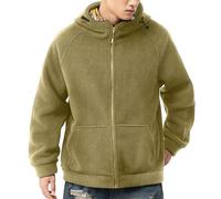 Veste Polaire à Capuche Épaisse Sherpa pour Homme Automne Hiver Grande Taille Décontractée Fermeture Éclair Veste Douce Et Chaude Vêtements D'extérieur Sweat à Capuche Transitionnel