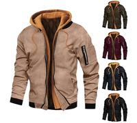 Veste polaire à capuche pour homme avec fermeture éclair intégrale - Coupe ajustée - Style cargo rétro - Manches longues - Sweat chaud thermique - Vêtement de travail doux - Manteaux décontractés à