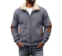 Veste polaire à revers pour homme, manteau thermique uni, pull d'hiver en peluche épaisse avec doublure en polaire, coupe ajustée, chaud et décontracté, fermeture éclair intégrale, doux et léger, gris