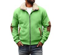Veste polaire à revers pour homme, manteau thermique uni, pull d'hiver en peluche épaisse avec doublure en polaire, coupe ajustée, chaud et décontracté, fermeture éclair intégrale, doux et léger, Vert