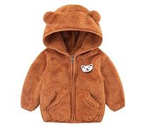 Veste Polaire Bebe Garcon 0-24 Mois Hiver Chaud Manteau Bebe Fille Capuche Oreille de Ours Mignon Blousons garçon Peluche Leger Doux Pull Sweat zippé Vetement Bebe Naissance (Coffee, 6-12 Mois)