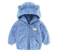 Veste Polaire Bebe Garcon 0-24 Mois Hiver Chaud Manteau Bebe Fille Capuche Oreille de Ours Mignon Blousons garçon Peluche Leger Doux Pull Sweat zippé Vetement Bebe Naissance (Blue, 12-18 Mois)