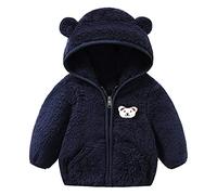 Veste Polaire Bebe Garcon 0-24 Mois Hiver Chaud Manteau Bebe Fille Capuche Oreilles d'ours Mignon Blousons Garçon Peluche Leger Doux Pull Sweat zippé Vetement Bebe Naissance (1-2-A-Navy, 0-6 Months)
