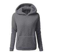 Veste polaire capuche pour femme, veste d'hiver chaude en polaire pour femme, en peluche tendance simple et douillette, manteau d'hiver capuche, manteau manches Manteaux Femmes Mode Habillé (Grey, XL)