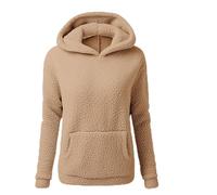 Veste polaire capuche pour femme, veste d'hiver chaude en polaire pour femme, en peluche tendance simple et douillette, manteau d'hiver capuche, manteau manches Manteaux Femmes Mode Habillé (Khaki, S)
