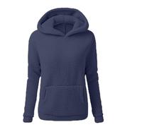 Veste polaire capuche pour femme, veste d'hiver chaude en polaire pour femme, en peluche tendance simple et douillette, manteau d'hiver capuche, manteau manches Manteaux Femmes Mode Habillé (Navy, L)