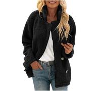 Veste polaire confortable pour femme - Haut à capuche en peluche surdimensionné - Col ouvert sur le devant - Manteau en polaire doux et chaud avec bordure à boutons - Tenue d'hiver chaude pour