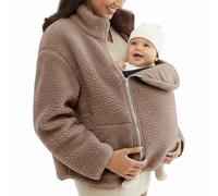 Veste polaire de maternité - Fermeture éclair 2 en 1 | Veste polaire de maternité et enfants portant une veste ample | pour maman à porter au quotidien, marron clair, XXL