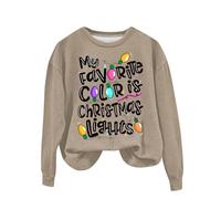 Veste polaire de Noël confortable pour femme - Sweat à capuche moelleux pour femme - My Favorite Color Is Christmas Lights - Sweat imprimé - Tenue de Noël festive - Sweat-shirt en peluche pour cadeaux