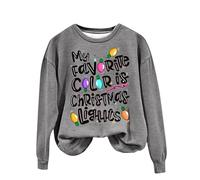 Veste polaire de Noël confortable pour femme - Sweat à capuche moelleux pour femme - My Favorite Color Is Christmas Lights - Sweat imprimé - Tenue de Noël festive - Sweat-shirt en peluche pour cadeaux