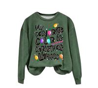 Veste polaire de Noël confortable pour femme - Sweat à capuche moelleux pour femme - My Favorite Color Is Christmas Lights - Sweat imprimé - Tenue de Noël festive - Sweat-shirt en peluche pour cadeaux