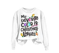 Veste polaire de Noël confortable pour femme - Sweat à capuche moelleux pour femme - My Favorite Color Is Christmas Lights - Sweat imprimé - Tenue de Noël festive - Sweat-shirt en peluche pour cadeaux