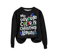 Veste polaire de Noël confortable pour femme - Sweat à capuche moelleux pour femme - My Favorite Color Is Christmas Lights - Sweat imprimé - Tenue de Noël festive - Sweat-shirt en peluche pour cadeaux