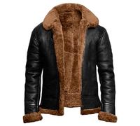 Veste polaire doublée pour homme, veste d'hiver épaisse et chaude coupe-vent en fausse peau de mouton manteau d'hiver chaud avec manches longues col thermique veste de combat, marron, 4X-Large
