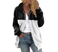 Veste polaire douce à fermeture éclair intégrale pour femme, pull en polaire grande taille, col à revers en peluche avec poches, manteau élégant pour femme, vêtement d'extérieur surdimensionné et