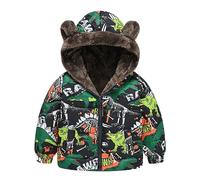 veste polaire enfant garcon 1-6 ans dinosaure dessin animé manteaux garçon hiver chaud molleton epais blousons garçon capuche oreille de ours sweat zippé enfant flanelle outwear (Dark Blue, 2-3 ans)