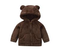 Veste Polaire Enfant Garcon 7 Ans - À Capuche Pour Garçon Manteau D'Hiver Chaud À Fermeture Éclair Pour Tout-Petits Vêtements D'Extérieur Doux Et Épais Pour Temps Froid (Brown 12-18 Months)