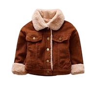 Veste Polaire Enfant Garcon Hiver Chaud Manteau Bebe garçon 6 Mois a 3 Ans Epais Molleton uni Blousons garçon en Velours côtelé avec Boutons Manche Longue Vetement Mode (Brown, 6-12 Months)