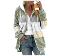 Veste Polaire Femme à Capuche Zippé à Manche Longue Hoodie Hiver Chaud Chic Veste Sweat Pas Cher Grande Taille Sports Blouson Bloc de Couleur Manteau avec Poche