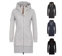 Veste Polaire Femme Automne Hiver Sweats à Capuche Long Chaude Hoodie Sweatshirts Asymétrique Zippé Blouson Grande Taille Manteau (Argent, L)