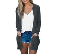 Veste Polaire Femme Chaude Gros Pull Hiver Cardigan Long des Blouson Cardigan Long Hiver Chaud Capuche Sweat-Shirt Women's Veste Et Gilet Bleu Marine Femme Gris foncé XXL