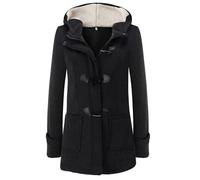 Veste Polaire Femme Chaude Manteau Femme Hiver Doudoune Mi-Longue Blouson De Voyage Veste Épaisse À Manches Longues Coat Décontracté À Capuche Manteau Polaire Noir L