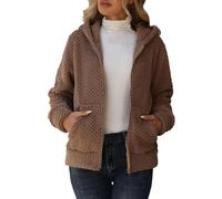 Veste Polaire Femme Hiver Chaud,Veste Polaire d'hiver Chaude Et Douce à Capuche Manches Longues Poche ZippéE sur Le Devant VêTement D'ExtéRieur Coupe Ample Pull DéContracté pour Temps Froid