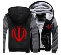 Veste Polaire Femme Hiver Décontractée Sweat À Capuche Islam Iranien Emblème National Veste Polaire Zippé Chaud Coupe Ample Manches Longues Blousons Homme Sport Avec Poches Doublé Unisexe Cardigan