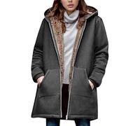 Veste Polaire Femme Hiver Long Veste Chaude Femme Manches Longues Épaisse Mode Ample Manteaux Femmes Zippée Vestes à Capuche Oversize Sherpa Blouson Décontractée Grande Taille