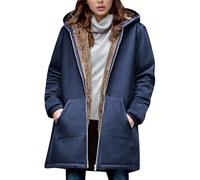 Veste Polaire Femme Hiver Long Veste Chaude Femme Manches Longues Épaisse Mode Ample Manteaux Femmes Zippée Vestes à Capuche Oversize Sherpa Blouson Décontractée Grande Taille
