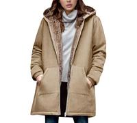 Veste Polaire Femme Hiver Long Veste Chaude Femme Manches Longues Épaisse Mode Ample Manteaux Femmes Zippée Vestes à Capuche Oversize Sherpa Blouson Décontractée Grande Taille