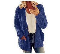 Veste Polaire Femme Légère Pull Polaire Femme Doublé Polaire Veste En Fourrure Femme 2024 Manteau Parka Femme Le Vélo Doudoune Femme Longue Pull Femme Hiver Chaud Chic Veste 2024 Bleu Foncé XXL
