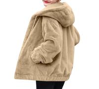 Veste Polaire Femme Manteau Chauffant Femme Long Peluche Manteaux Chaud Jacket Carreaux Oversize Blousons Moumoute Mi Saison Hiver Vêtements 2#Kaki XXL