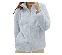 Veste Polaire Femme ZippéE Sans Capuche Basic Manteau Hiver Chaud Avec Fermeture Eclair IntéGrale Manteaux D'Hiver Grande Taille Epais Doublé Polaire Haut Thermique Col Montant Manches Longues