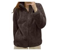 Veste polaire femme zippée sans capuche basic manteau hiver chaud avec fermeture eclair Intégrale manteaux d'hiver grande taille epais doublé polaire haut thermique col montant manches longues