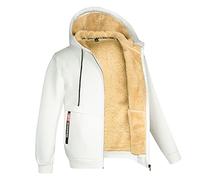 Veste Polaire Homme avec Zippée et Poche Sweat à Capuche Automne Hiver Chaud Chaud Épaisse Sherpa Blouson Manches Longues Cordon de Serrage Hoodie Thermique Casual Zippé Veste à Capuche